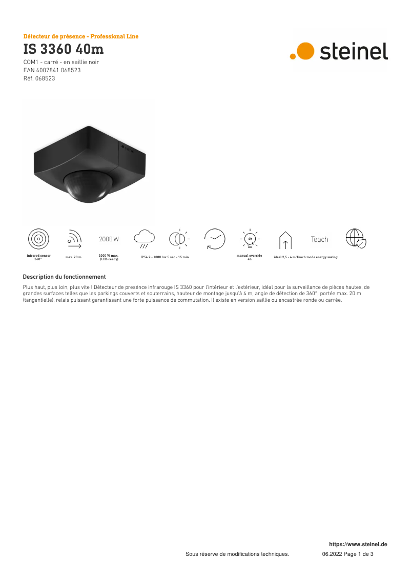 Imagen de la primera página del manual del dispositivo IS 3360 40m