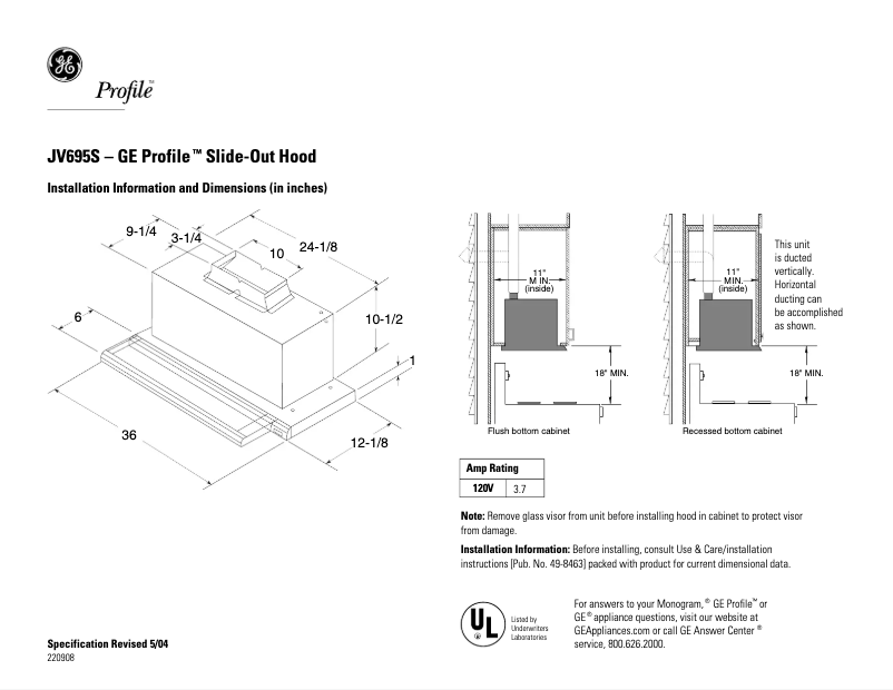 Imagen de la primera página del manual del dispositivo Profile JV695SWW
