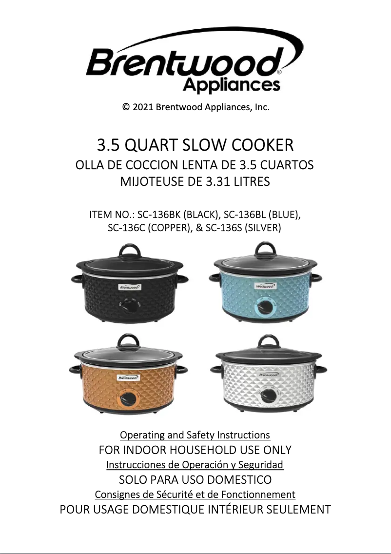 Página nº 1 - Manual de usuario Brentwood SC-136C