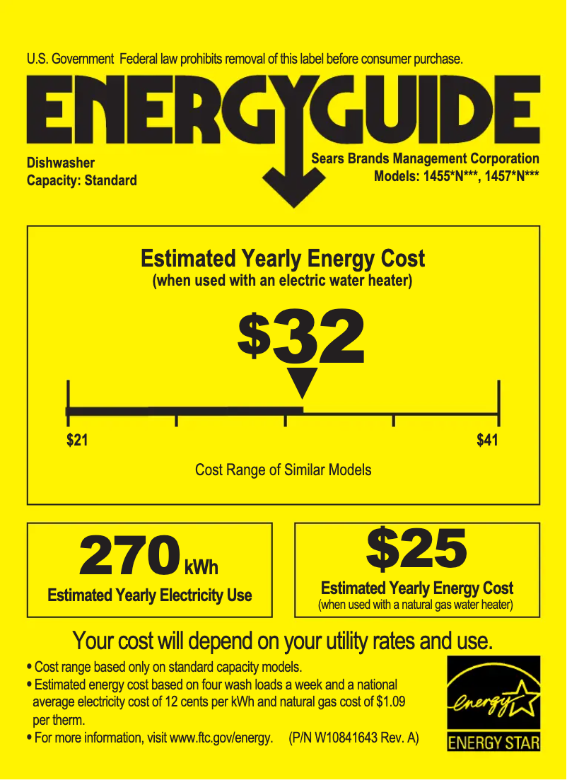 Página 1 del manual Etiqueta energética Kenmore 14573