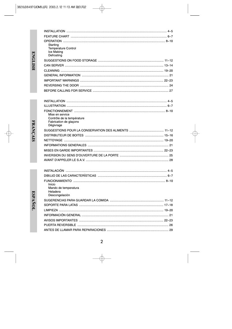 Imagen de la primera página del manual del dispositivo GC-151SNA