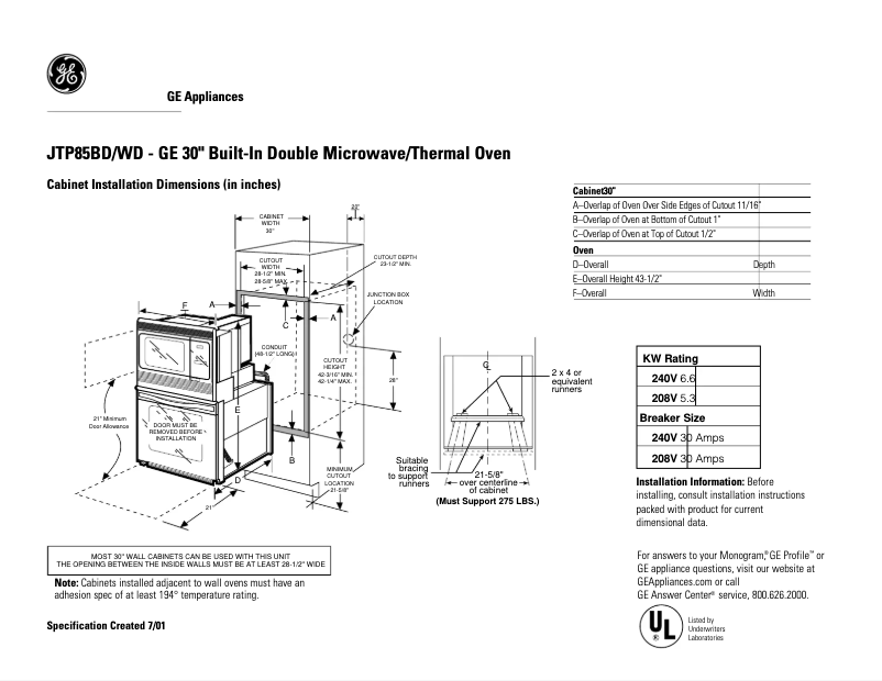 Imagen de la primera página del manual del dispositivo JTP85WDWW