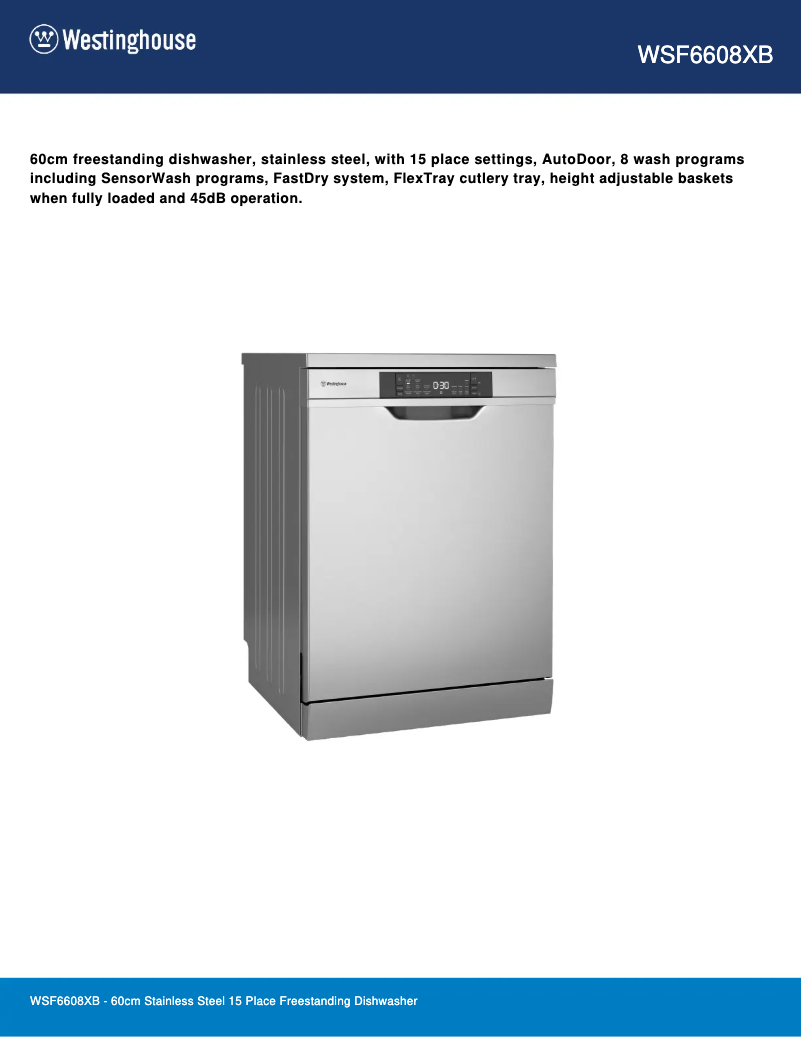 Imagen de la primera página del manual del dispositivo WSF6608XB