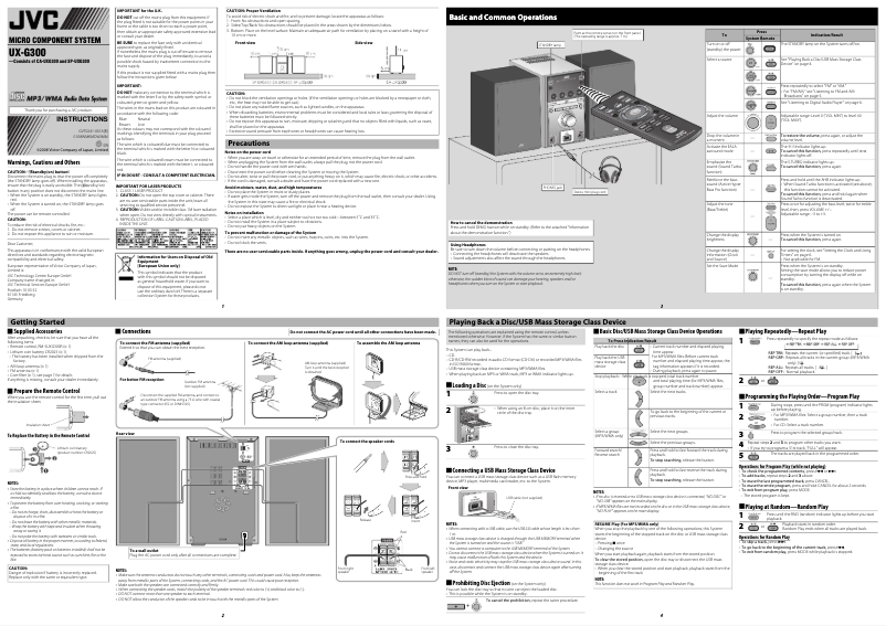 Página nº 1 - Manual de usuario JVC CA-UXG303
