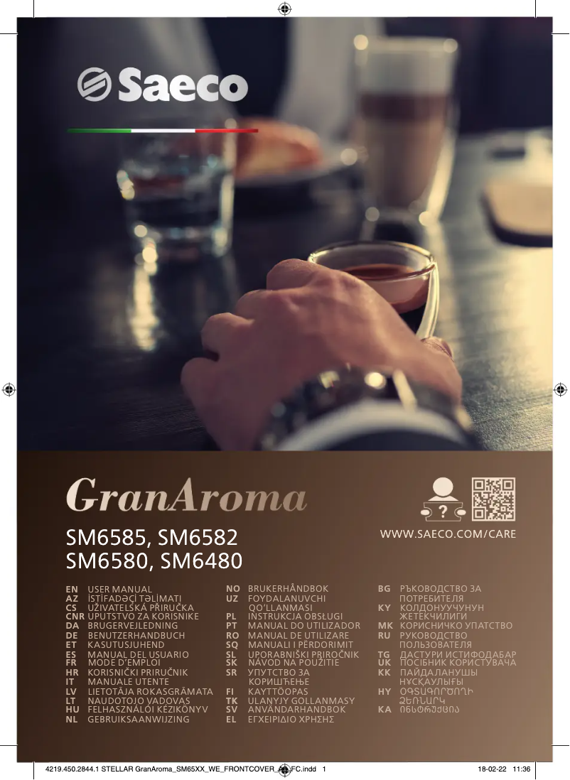 Imagen de la primera página del manual del dispositivo Saeco Granaroma SM6480