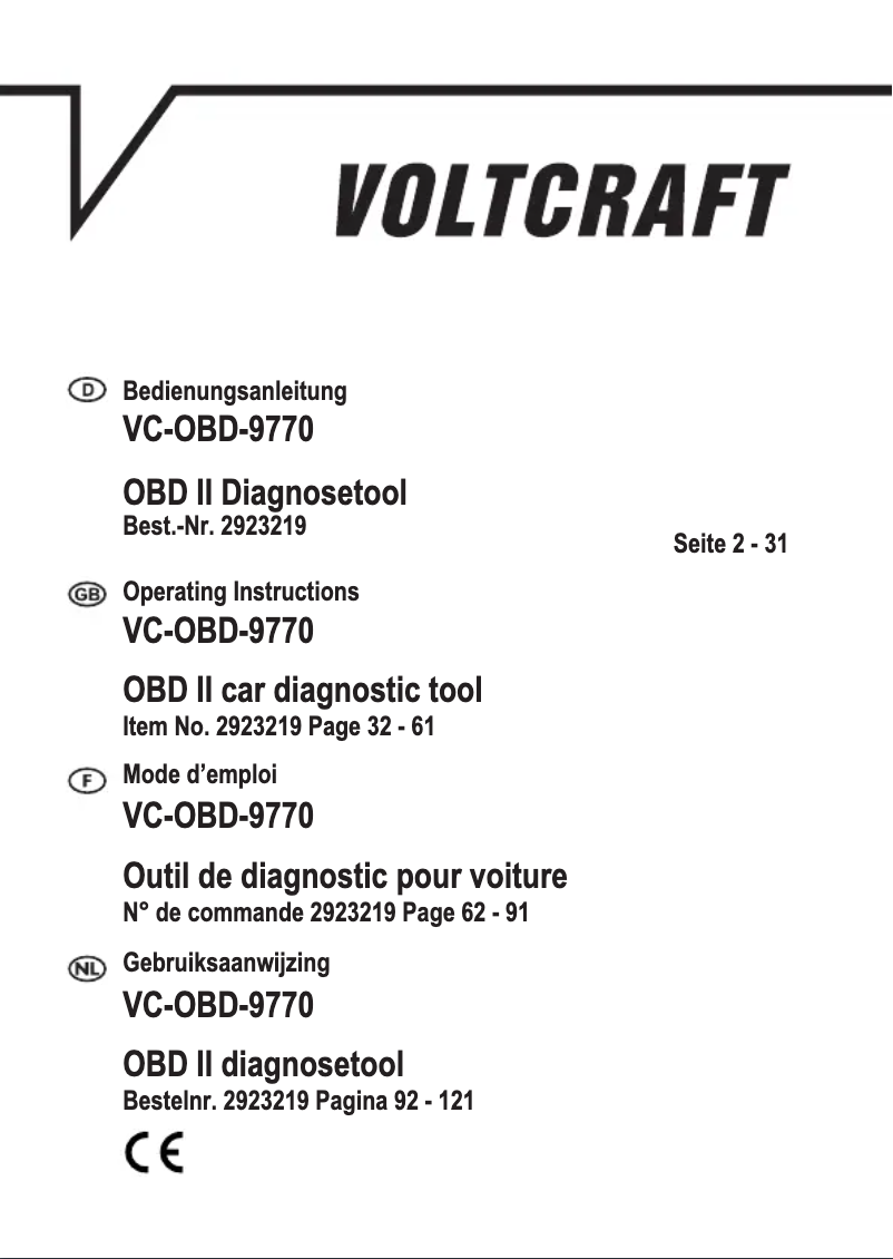 Página 1 del manual Manual de usuario Voltcraft VC-OBD-9770