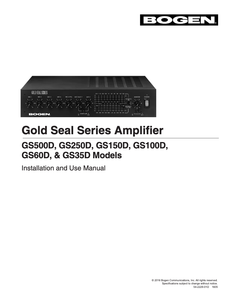 Imagen de la primera página del manual del dispositivo Gold Seal GS500D