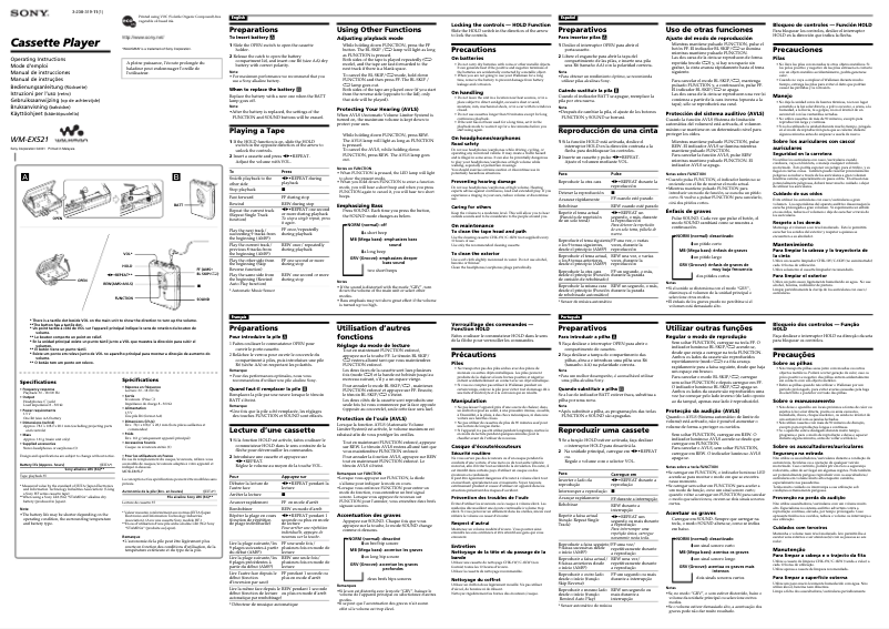Página nº 1 - Manual de usuario Sony Walkman WM-EX521
