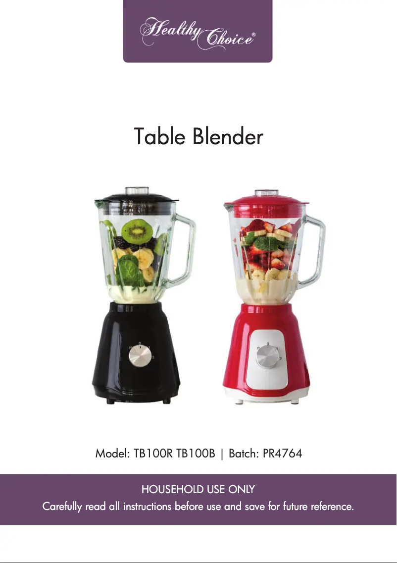 Página 1 del manual Manual de usuario Healthy Choice TB100R