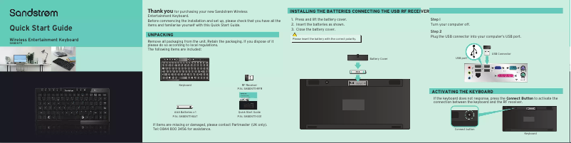 Página 1 del manual Manual de usuario Sandstrøm SKBENT11