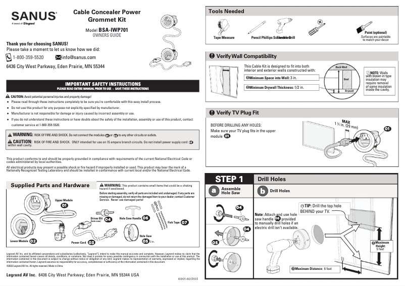 Imagen de la primera página del manual del dispositivo BSA-IWP701