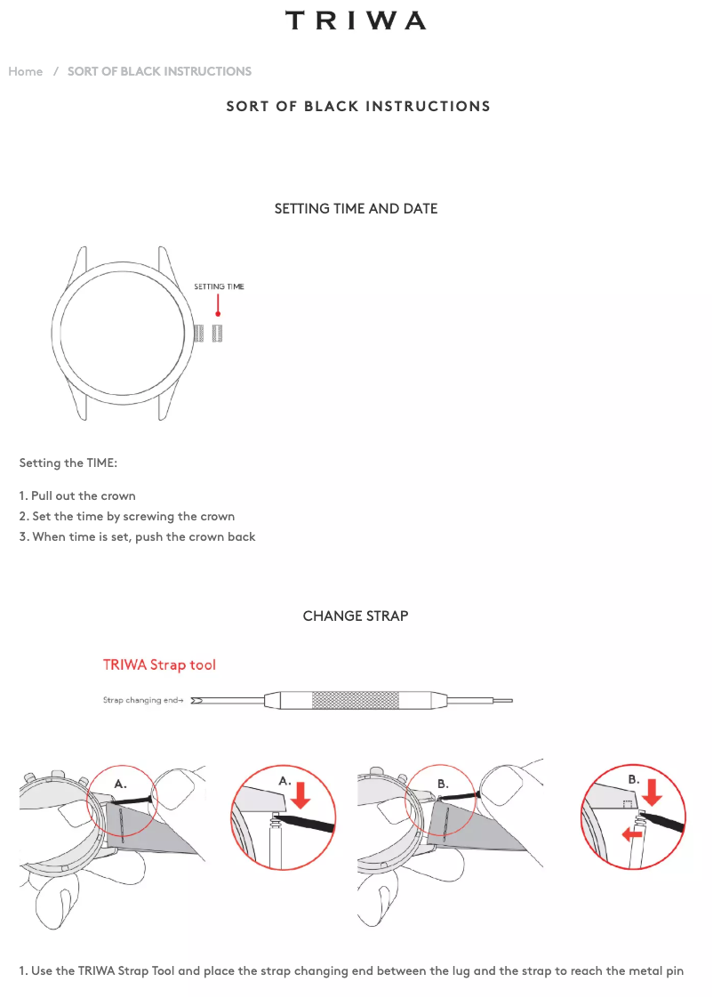 Página 1 del manual Manual de usuario Triwa Sort of Black