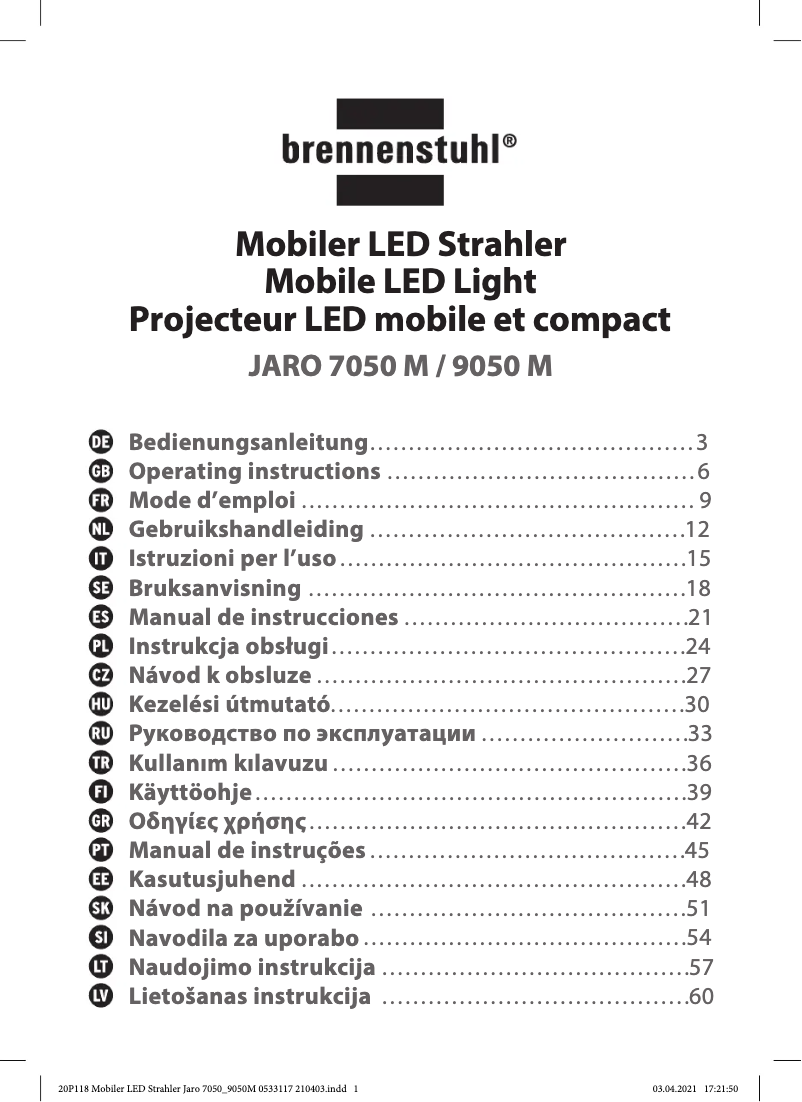Imagen de la primera página del manual del dispositivo JARO 9050 M