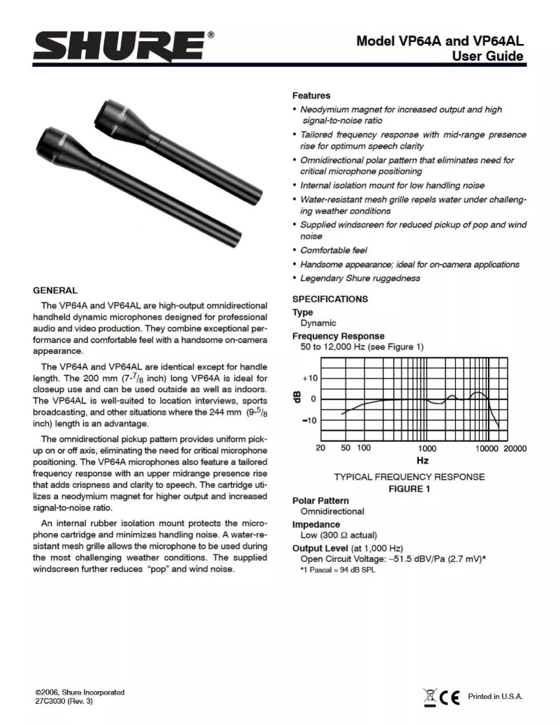 Imagen de la primera página del manual del dispositivo VP64A