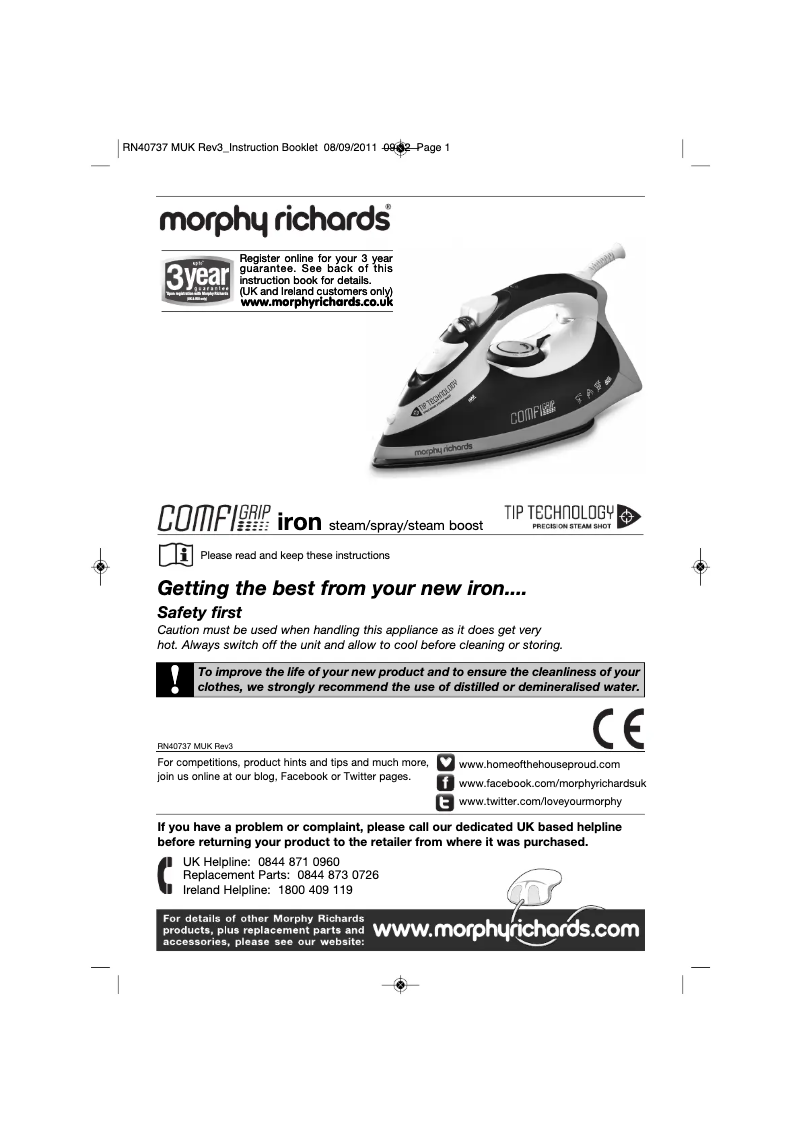Página 1 del manual Manual de usuario Morphy Richards Comfigrip 300003