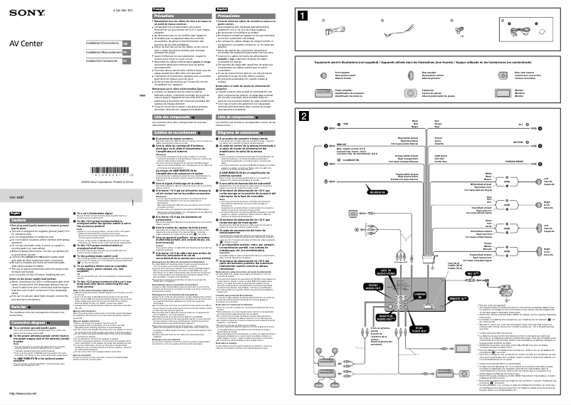 Página 1 del manual Guía de instalación Sony XAV-68BT
