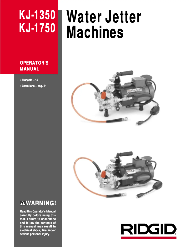Página nº 1 - Manual de usuario Ridgid KJ-1750