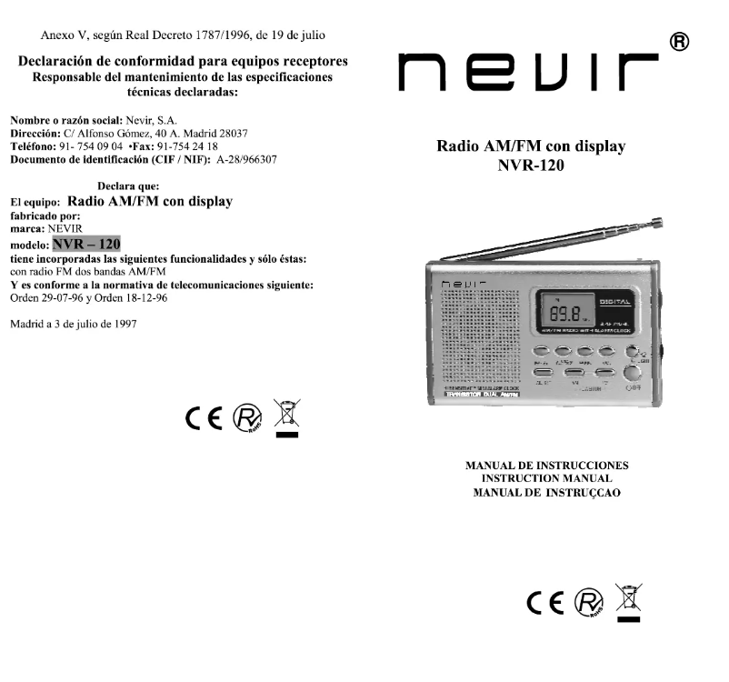 Imagen de la primera página del manual del dispositivo NVR-120