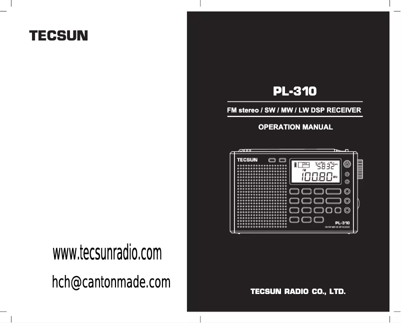 Imagen de la primera página del manual del dispositivo PL310