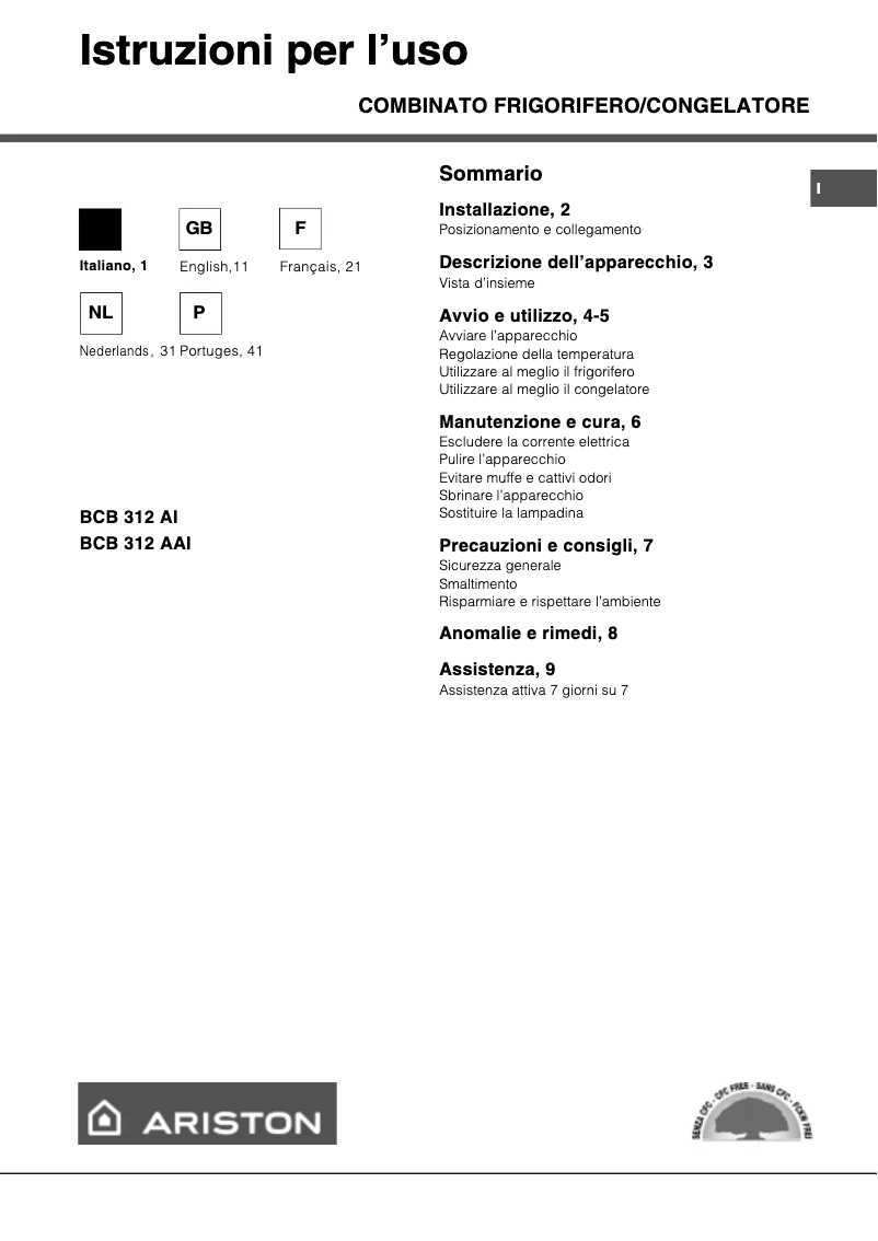 Imagen de la primera página del manual del dispositivo BCB312AI