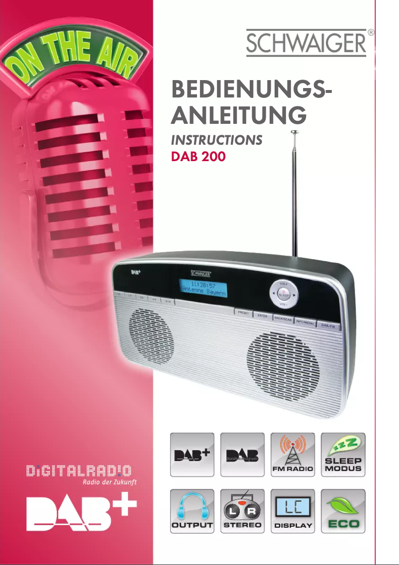 Página 1 del manual Manual de usuario Schwaiger DAB 200