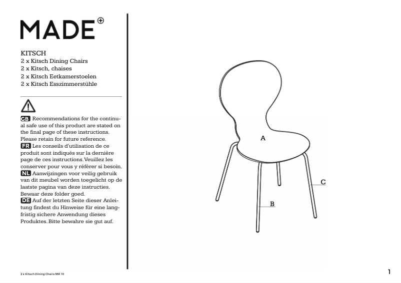 Imagen de la primera página del manual del dispositivo Kitsch Stuhl