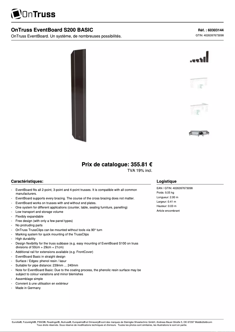 Página 1 del manual Ficha técnica OnTruss EventBoard S200 BASIC
