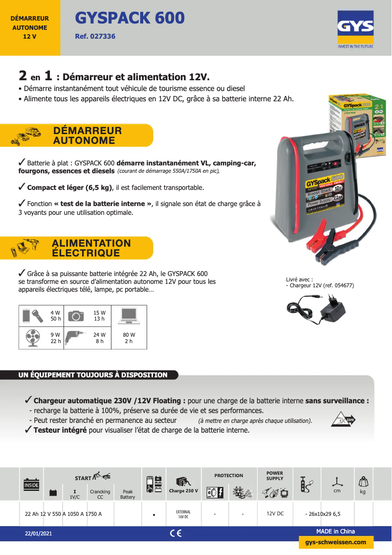 Imagen de la primera página del manual del dispositivo Gyspack 600