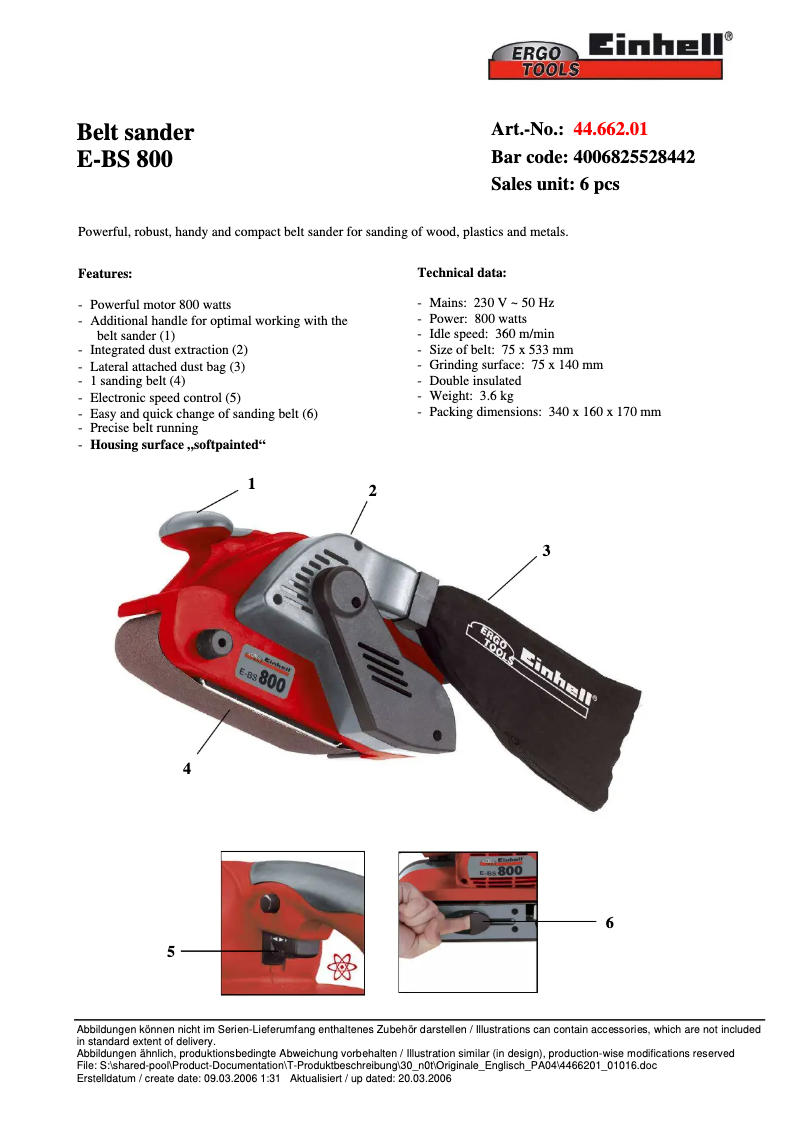 Imagen de la primera página del manual del dispositivo E-BS 800