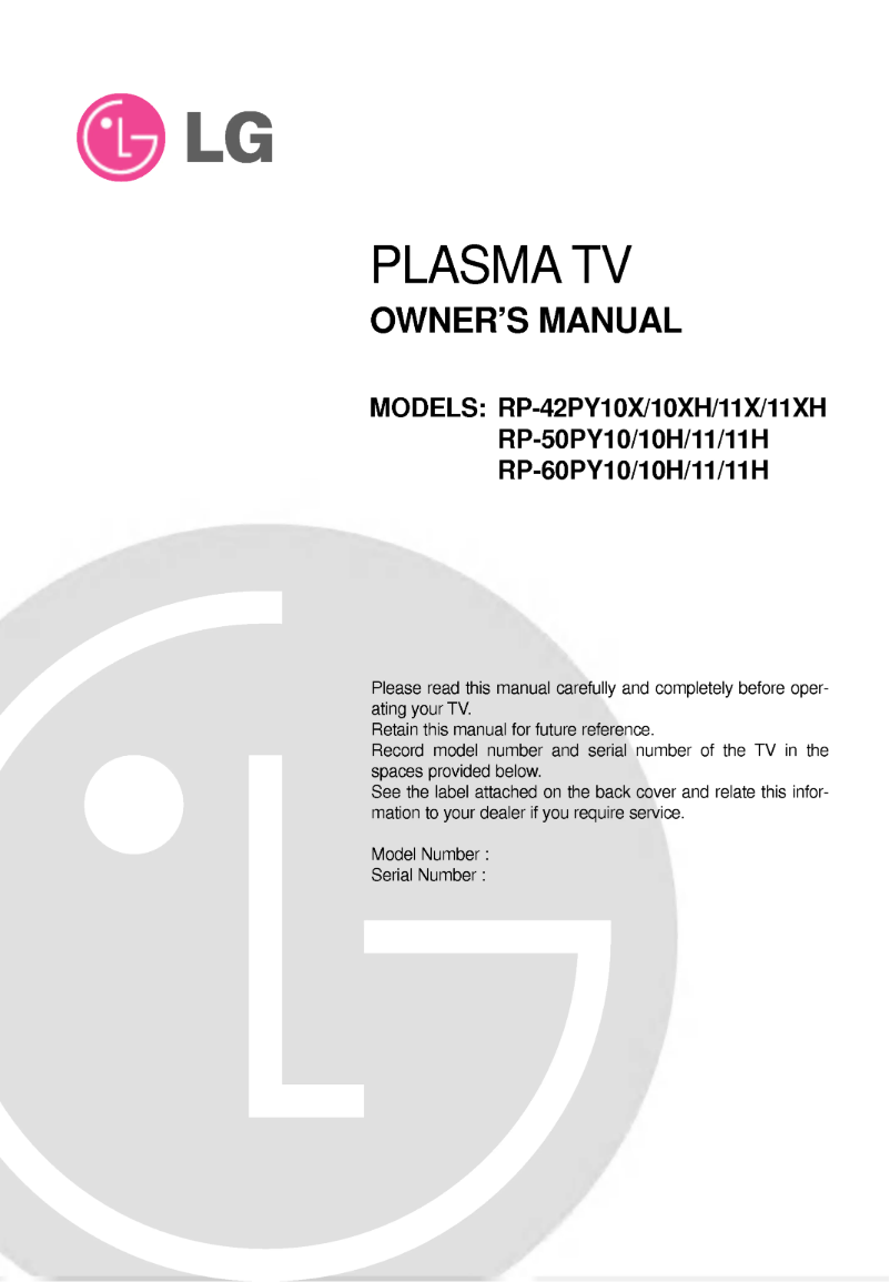 Página nº 1 - Manual de usuario LG RP-42PY10X