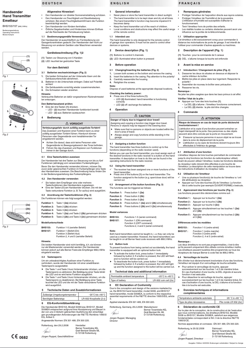 Página 1 del manual Manual de usuario Berner BHS153
