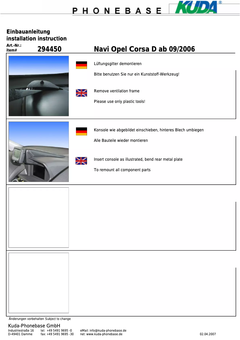 Página 1 del manual Manual de usuario Kuda 294455