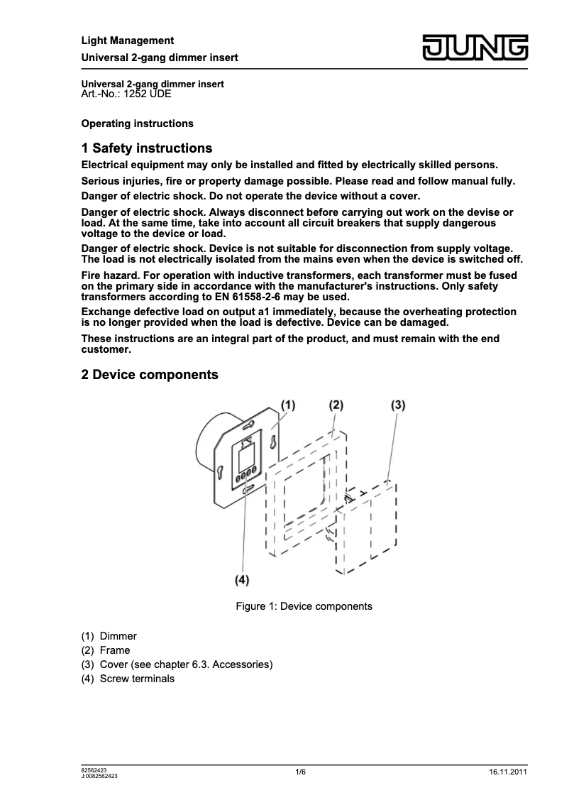 Página 1 del manual Manual de usuario JUNG A 1565.07 WW