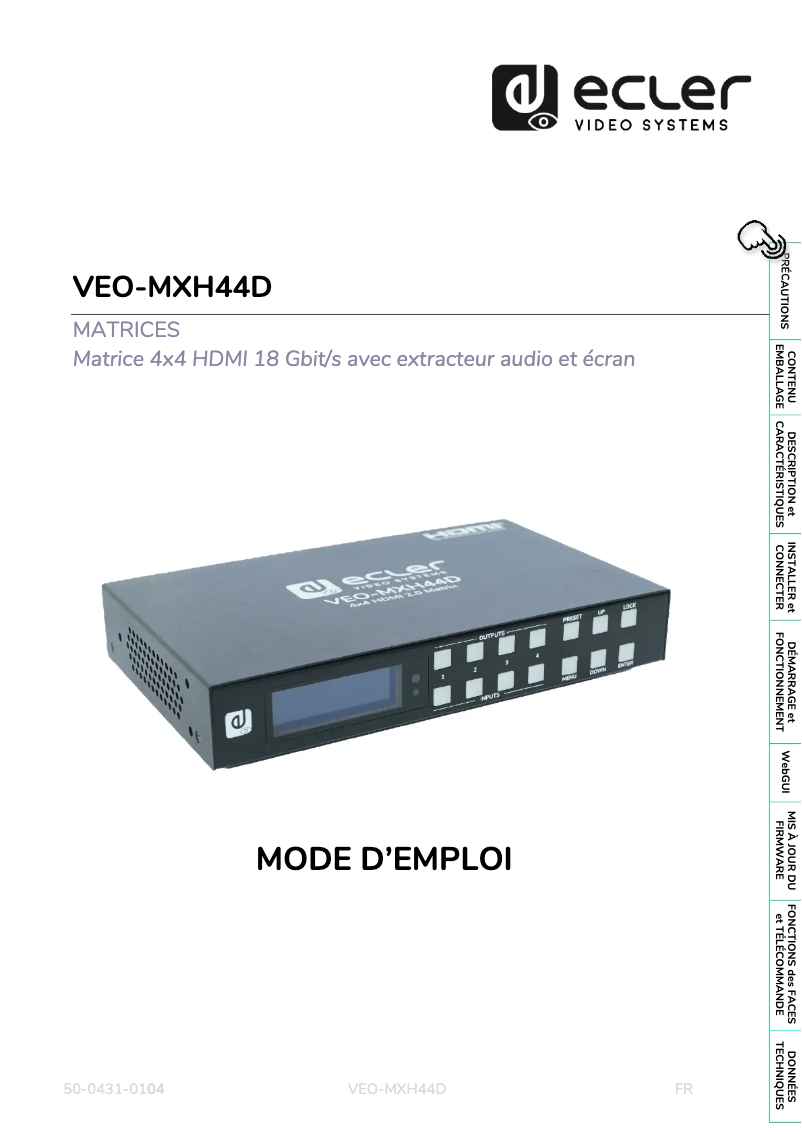 Imagen de la primera página del manual del dispositivo VEO-MXH44D