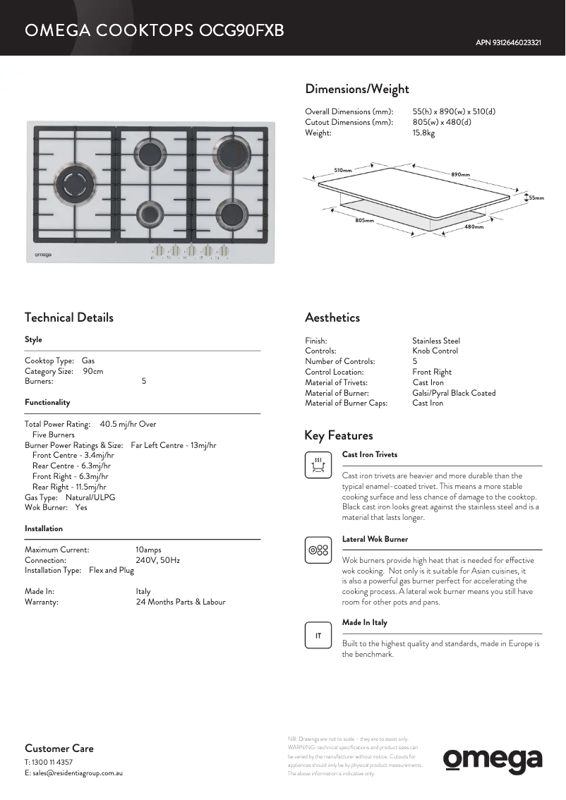 Imagen de la primera página del manual del dispositivo OCG90FXB
