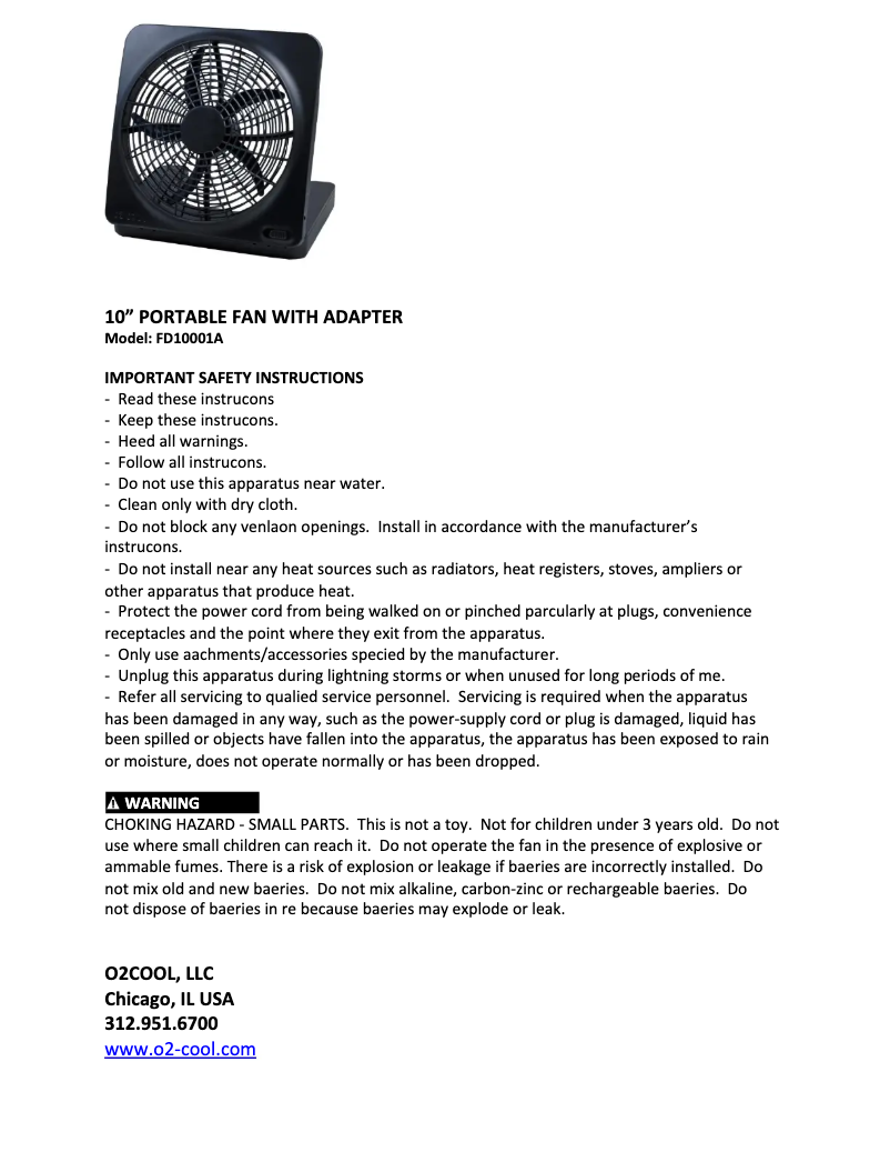 Imagen de la primera página del manual del dispositivo FD10001A