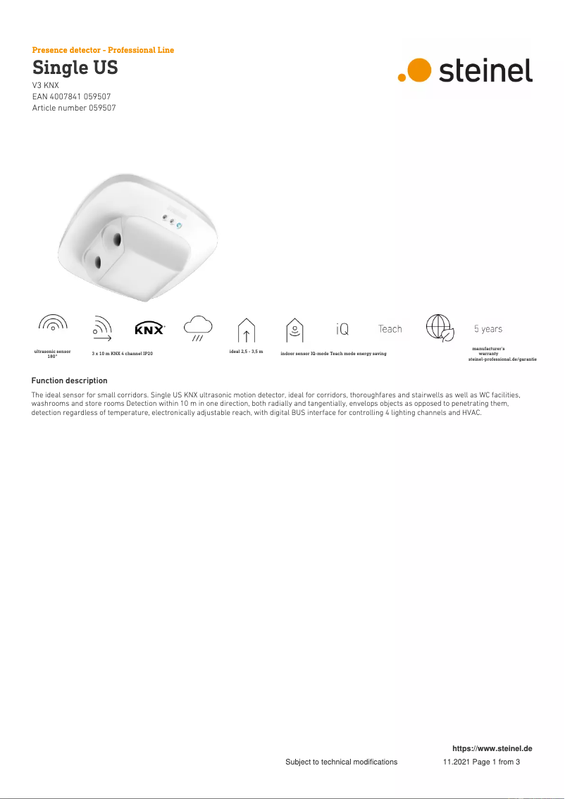 Imagen de la primera página del manual del dispositivo Single US
