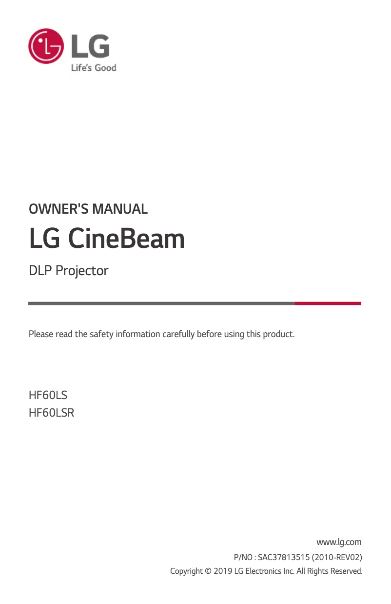 Imagen de la primera página del manual del dispositivo CineBeam HF60LS