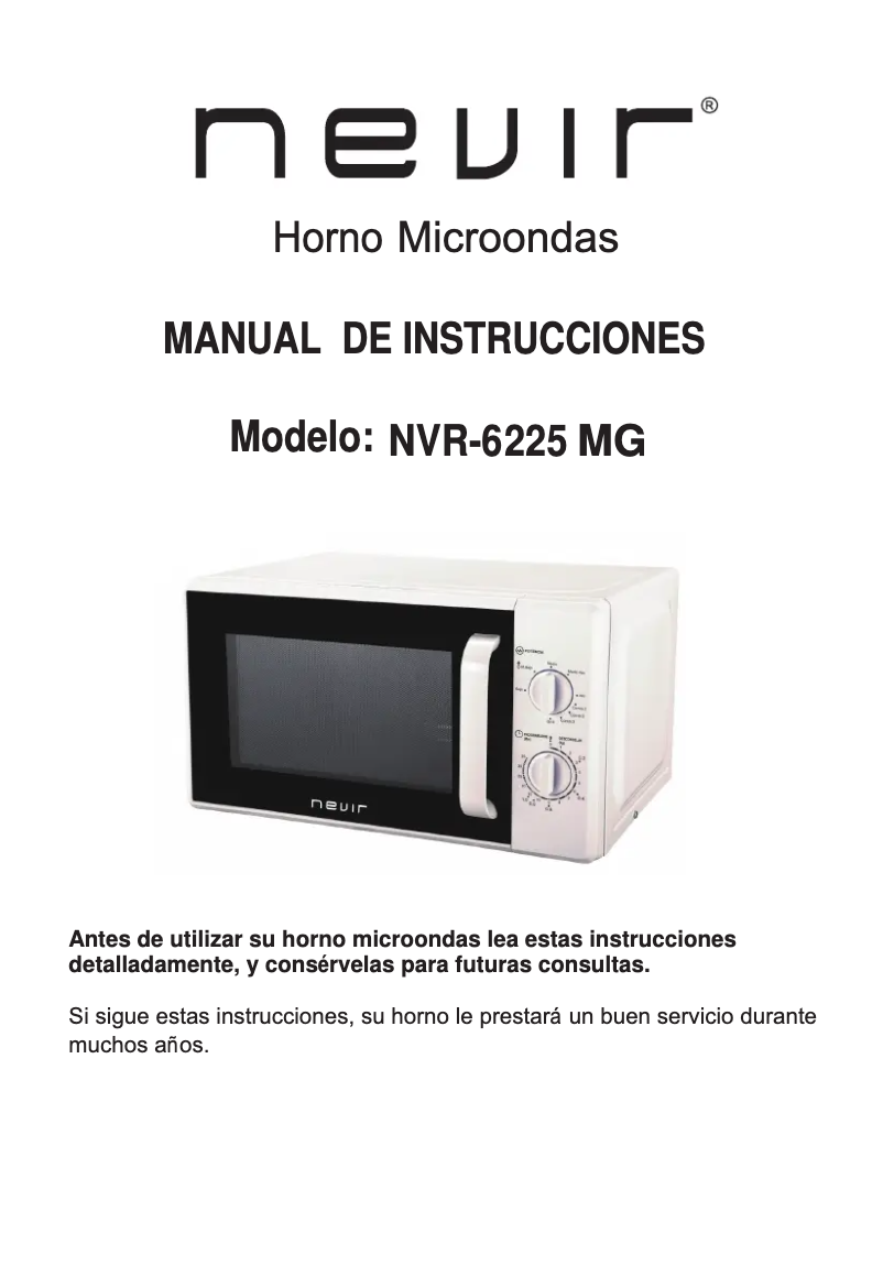 Página 1 del manual Manual de usuario Nevir NVR-6225MG