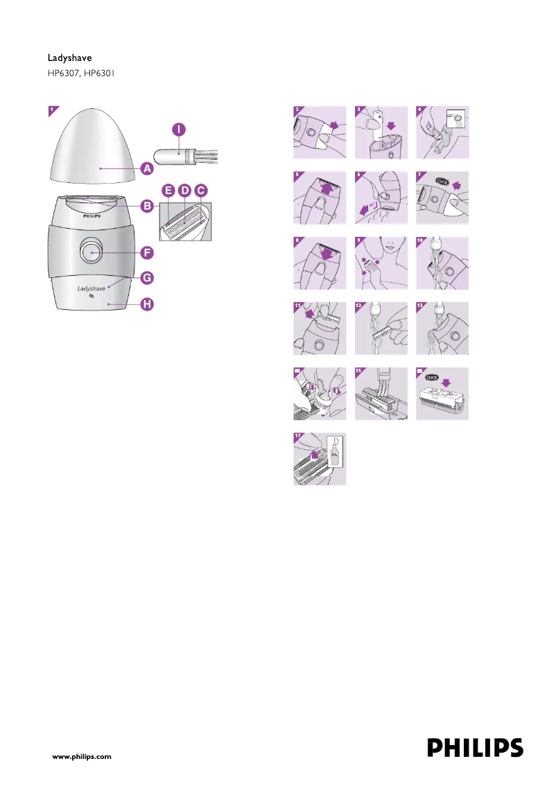 Imagen de la primera página del manual del dispositivo Ladyshave HP6301