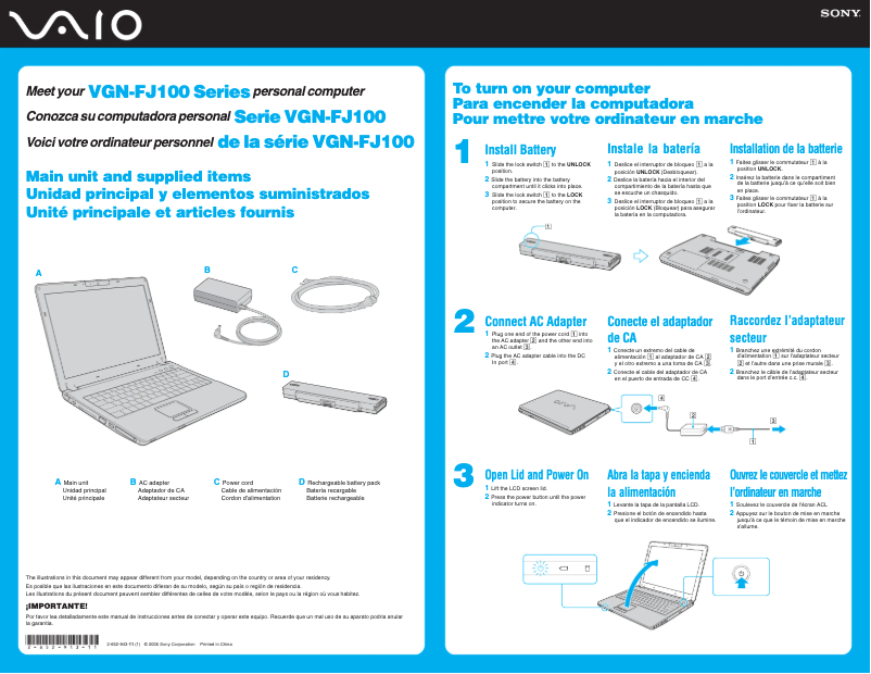 Imagen de la primera página del manual del dispositivo Vaio VGN-FJ180P