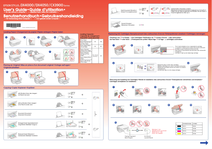 Imagen de la primera página del manual del dispositivo Stylus CX3900