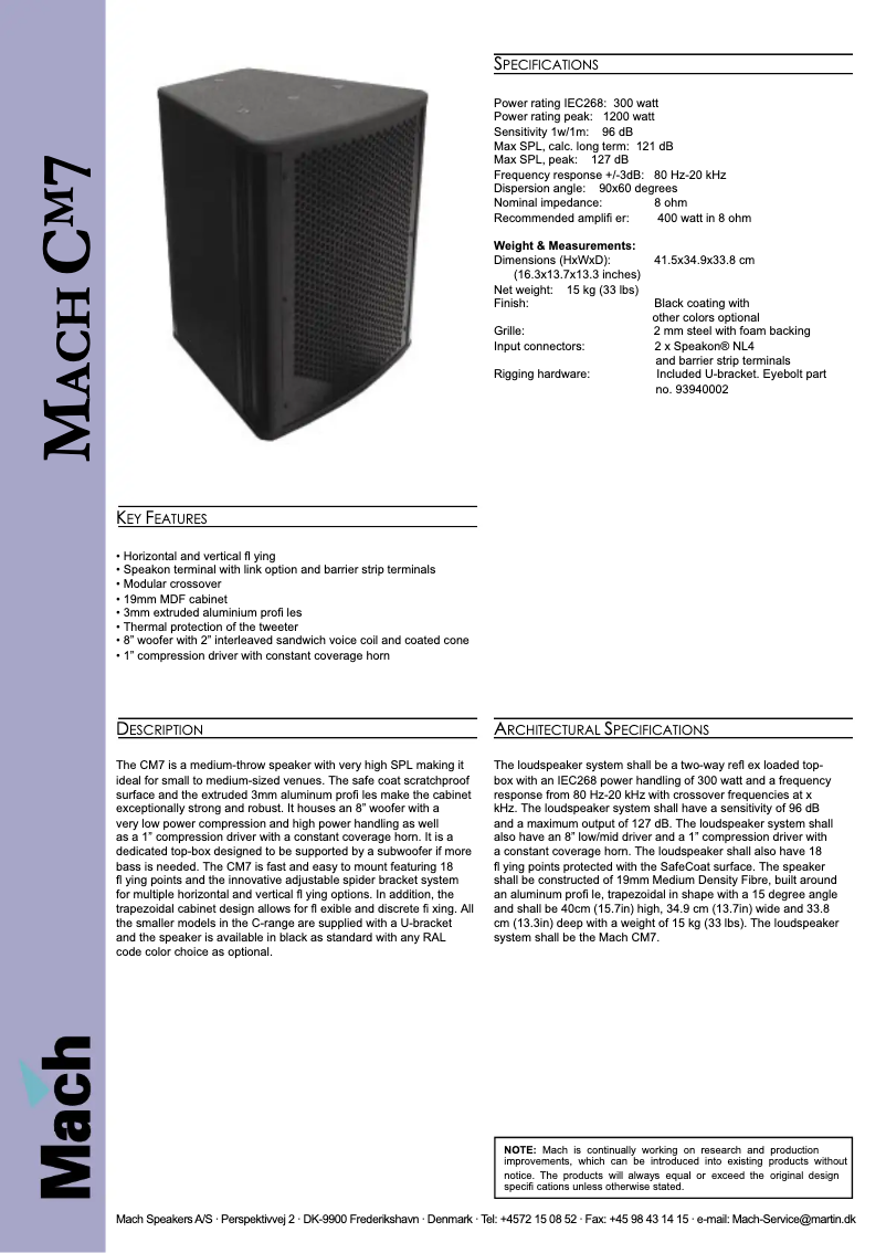 Página 1 del manual Ficha técnica Martin CM7