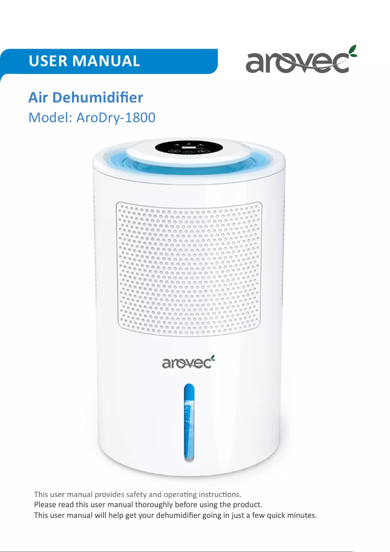 Imagen de la primera página del manual del dispositivo AroDry-1800