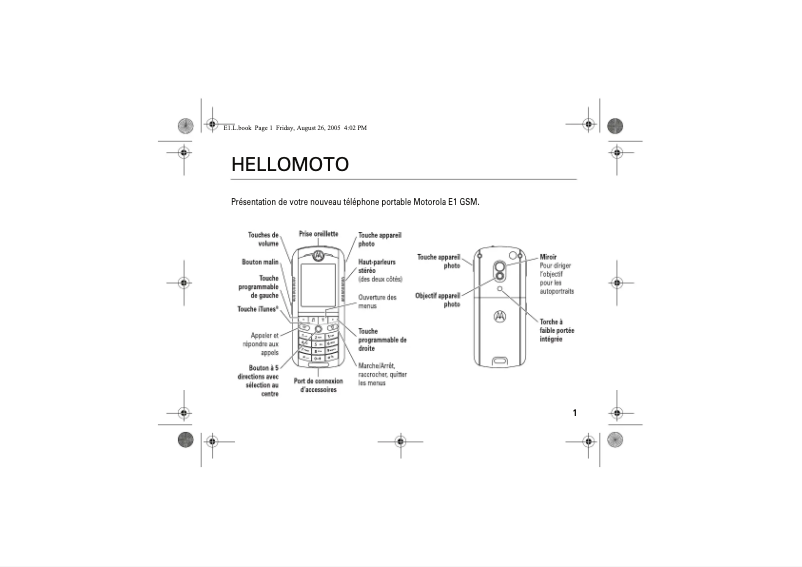 Imagen de la primera página del manual del dispositivo ROKR E1