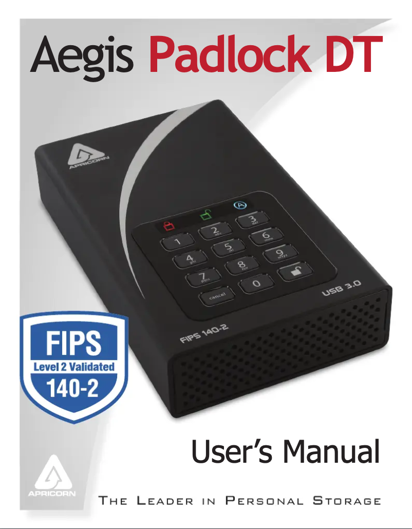 Imagen de la primera página del manual del dispositivo Aegis Padlock