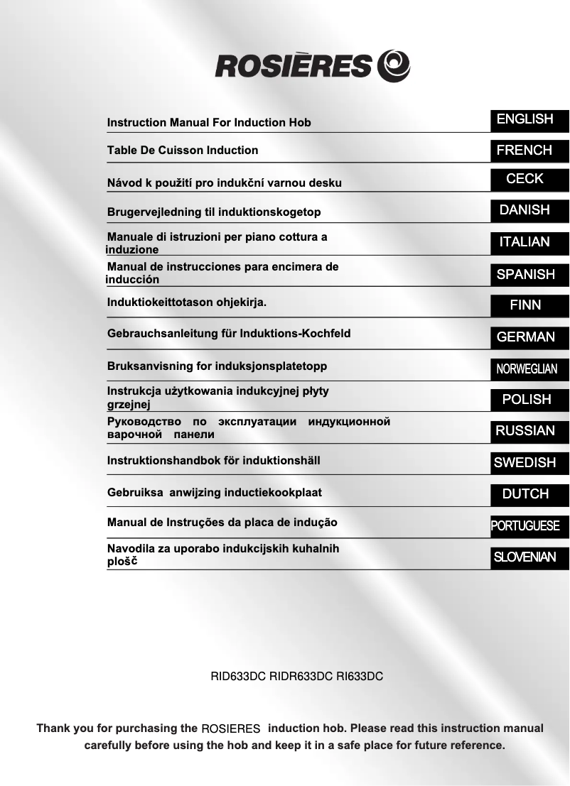Imagen de la primera página del manual del dispositivo RIDR 633 DC