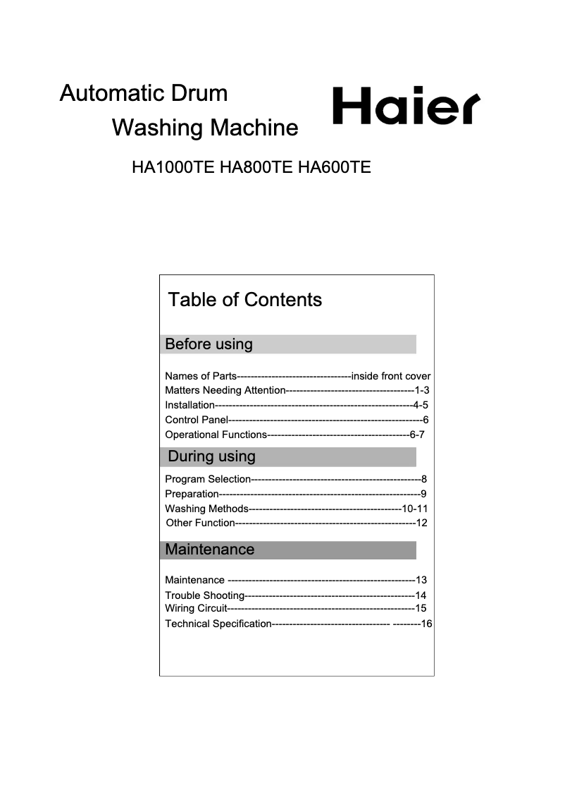 Imagen de la primera página del manual del dispositivo HA600TE