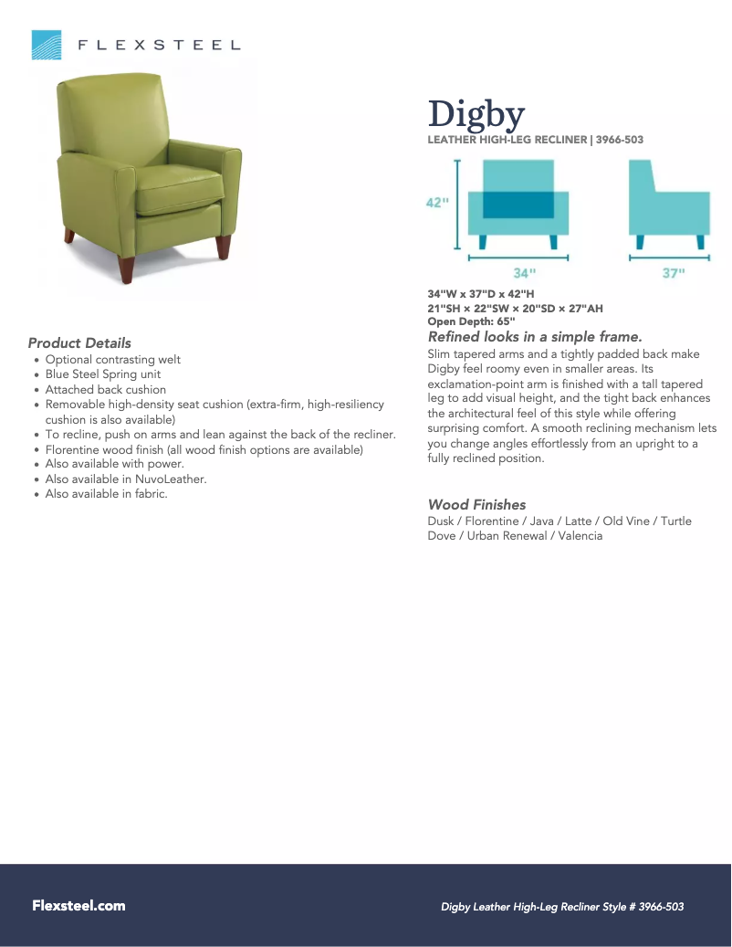 Página 1 del manual Manual de usuario Flexsteel Digby 3966-503