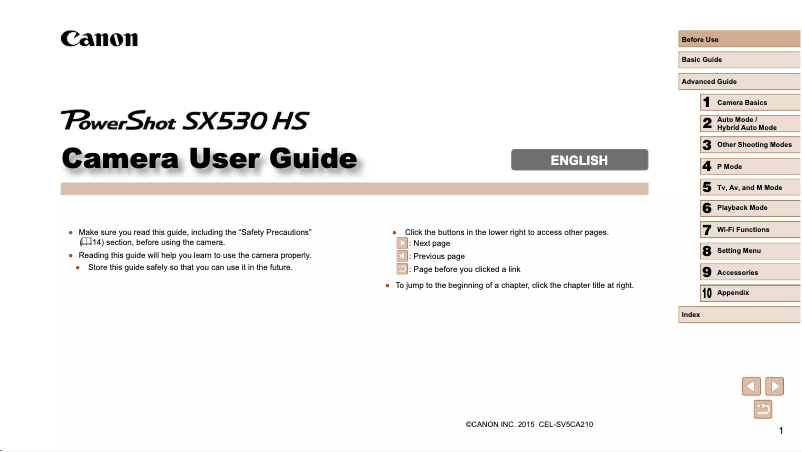 Página nº 1 - Manual de usuario Canon Powershot SX530 HS